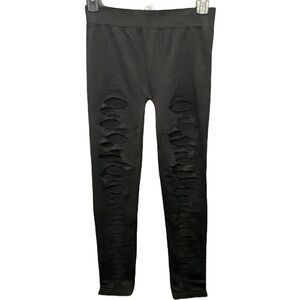 ARDENE high rise black stretch leggings with front design in women’s size XS